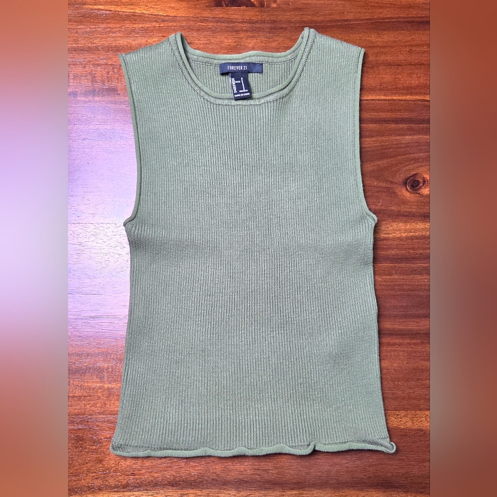 Forever 21 Olive Green Ribbed Tank Top